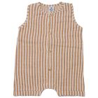 Combishort garçon sans manches en gaze Rayé caramel - 18 mois