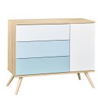 Commode 1 porte 3 tiroirs Seventies Bleue