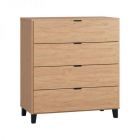 Commode 4 tiroirs bois et noir - Collection Simple