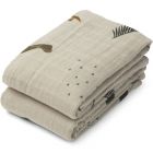 Lot de 2 langes 70x70 cm Dino sark sandy mix