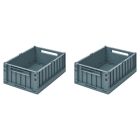 Lot de 2 boîtes de rangement Weston taille M Whale Blue