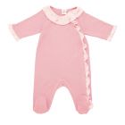 Pyjama hiver en maille bouclette rose thé avec volants - 12 mois