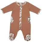 Pyjama hiver en maille bouclette cassonade / imprimé feuillages - 12 mois
