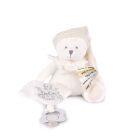 Doudou pantin attache sucette Ours 20 cm Blanc
