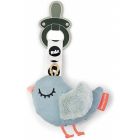 Doudou plat attache sucette Birdee Bleu