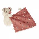 Doudou carré douceur plat Chien brique rouge