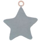 Doudou étoile bi-matière avec anneau de dentition pétale Gris
