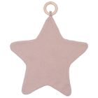 Doudou étoile bi-matière avec anneau de dentition pétale Beige