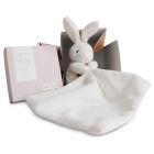 Doudou mouchoir boîte fleur Lapin Taupe