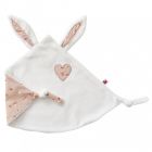 Doudou plat lapin petit cœur Blanc et marsala