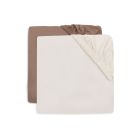 Lot de 2 draps housses 60x120 cm Jersey Milky Coffee et Ivory