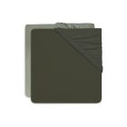 Lot de 2 draps housses 60x120 cm en Jersey Ash Green et Leaf Green