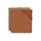 Lot de 2 draps housses 60x120 cm en Jersey Caramel et Biscuit