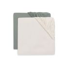 Lot de 2 draps housses 60x120 cm Jersey Sea Green et Ivory
