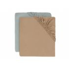 Lot de 2 draps housses 70x140 cm Jersey Sea Green et Biscuit