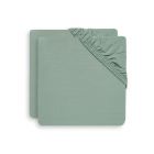 Lot de 2 draps housses 60x120 cm en Jersey Ash Green