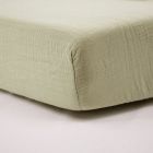 Drap housse Vert Mousse 60 x 120 cm Double gaze