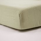 Drap housse Vert mousse 70 x 140 cm Double gaze