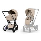 Poussette duo électrique e-Priam 3 avec nacelle pliable châssis Matt Black Cozy Beige