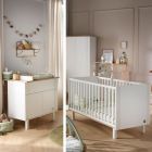 Chambre duo lit évolutif bébé Little Big Bed 70x140 cm + commode 1 tiroir 2 portes Eleonore blanc