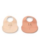 Lot de 2 bavoirs en silicone Ember Cat Apple Blossom Tuscany rose
