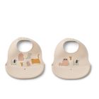 Lot de 2 bavoirs en silicone Ember Cats and Dogs Sandy