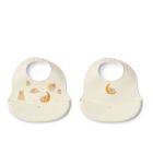 Lot de 2 bavoirs en silicone Ember Éléphant Crème de la Crème