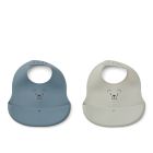 Lot de 2 bavoirs en silicone Ember Mr Bear Dove Blue Whale Blue