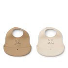 Lot de 2 bavoirs en silicone Ember Rabbit Sandy Oat