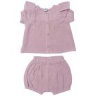 Ensemble Blouse + Short en gaze pétale - 12 mois