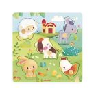 Puzzle en bois tactile premier âge Ferme 5 pièces