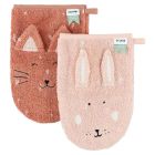 Lot de 2 gants de toilette Mrs. Cat et Mrs. Rabbit
