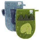 Lot de 2 gants de toilette Mr. Dino et Mrs. Elephant
