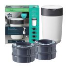 Starter Pack poubelle à couches Twist & Click blanc et gris + 4 recharges