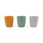 Lot de 3 gobelets en silicone Vert / Moutarde / Gris