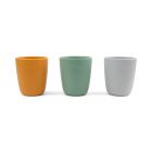 Lot de 3 gobelets en silicone Vert / Moutarde / Gris