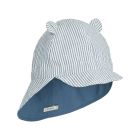 Chapeau de soleil réversible bébé Gorm Stripe Blue wave Crème de la crème 1-2 ans