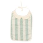 Grand bavoir bambou et gaze de coton rayée ivoire/ vert de gris