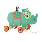 Jouet en bois à tirer Vilma le rhinocéros