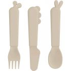 Lot de 3 couverts en silicone Deer Friends Sable