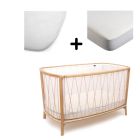 Pack Lit bébé Kimi Bois de rose et matelas + alèse et drap housse blanc