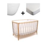 Pack Lit bébé Kimi Hazelnut et matelas + alèse et drap housse blanc