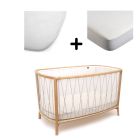 Pack Lit bébé Kimi Lichen et matelas + alèse et drap housse blanc