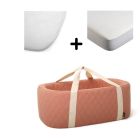 Pack couffin Kuko Bois de rose + alèse et drap housse blanc
