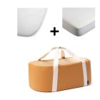 Pack couffin Kuko Camel + alèse et drap housse blanc