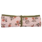 Lange en double gaze de coton gaufré fleurs / vert fougère