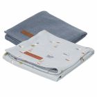 Lot de 2 langes Pure Blue / Sailors Bay Blue 70 x 70 cm
