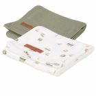 Lot de 2 langes Pure Olive / Sailors Bay White 70 x 70 cm