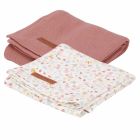 Lot de 2 langes Pure Pink Blush / Flowers & Butterflies 70 x 70 cm