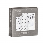 Lot de 3 langes coton bio 70 x 70 Panda Chao Chao